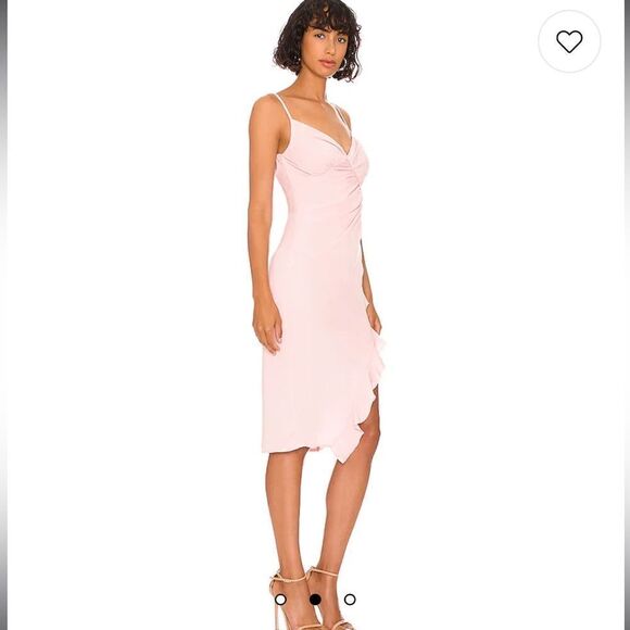 NWT More To Come Revolve Natasha Ruffle Midi Dress in Pink Small - Picture 15 of 15